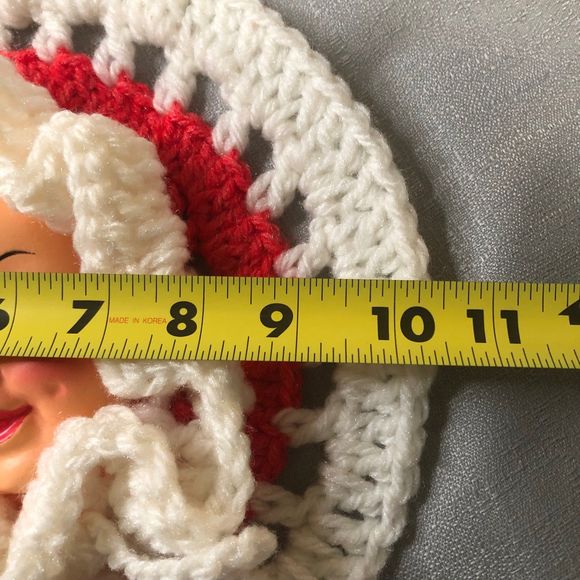 Handmade Crochet Pixie, Doll Face Vintage Decor, Potholder Starter 10” - Picture 5 of 5